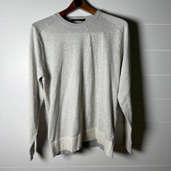 Raffi Pullover Large 100% Cotton Sweater with Elbow Patches Oatmeal